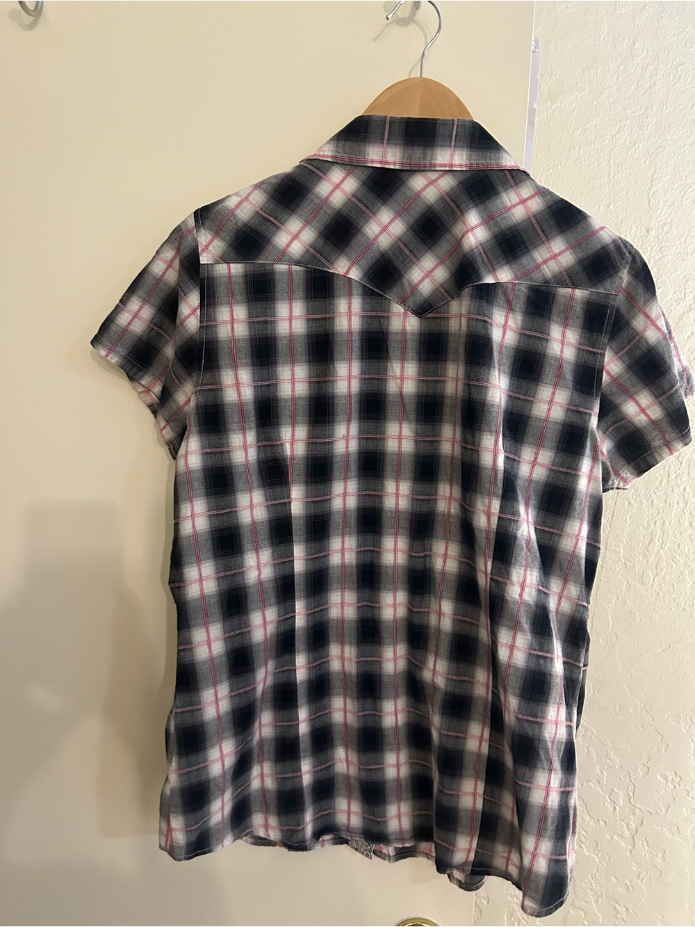 Roper Black, White & Pink Plaid Short-Sleeve Western Shirt - Picture 3 of 4